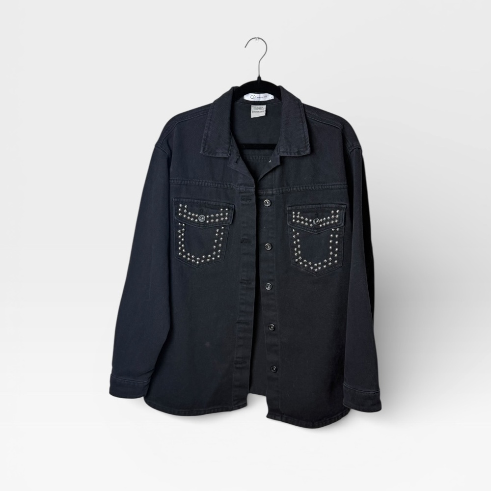 Q2 Black Denim Studded Jacket (C)‎